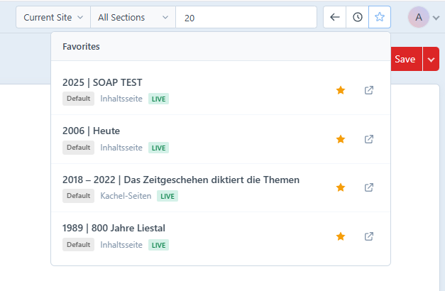 Quick Search - Favorites